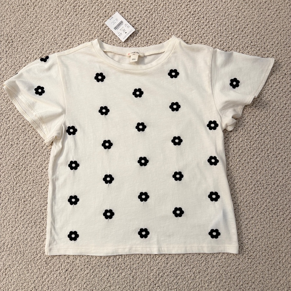 Crewcuts Girls Embroidered Flower Flutter Sleeve T-Shirt - Size Large